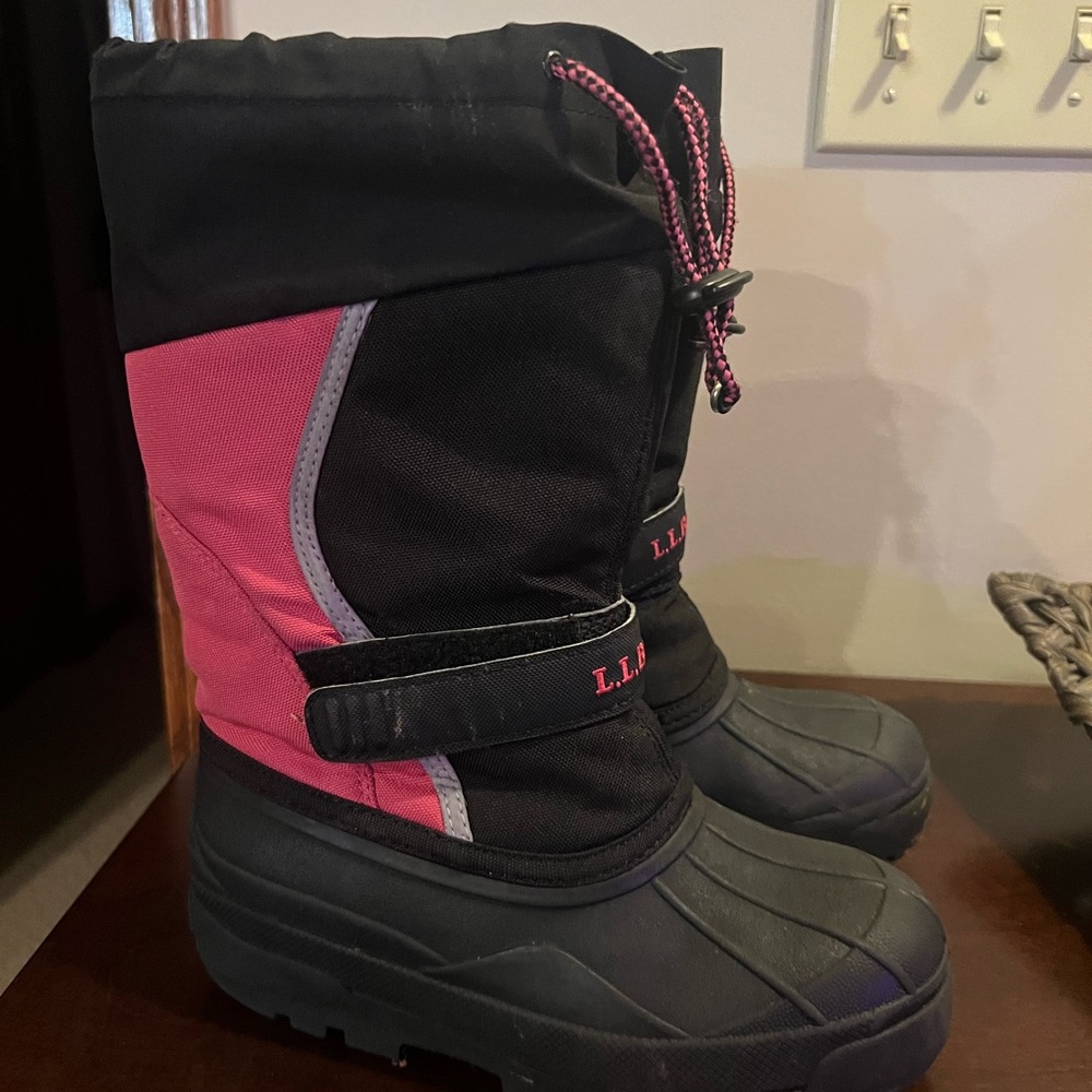 L.L. Bean Black and Pink Snow Boots